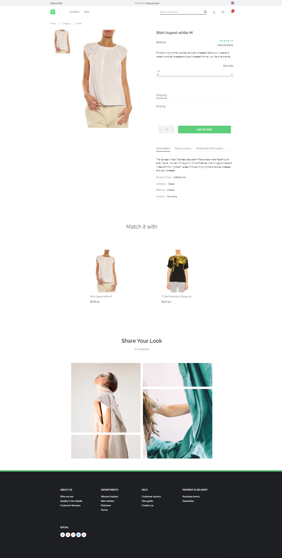 product detail page