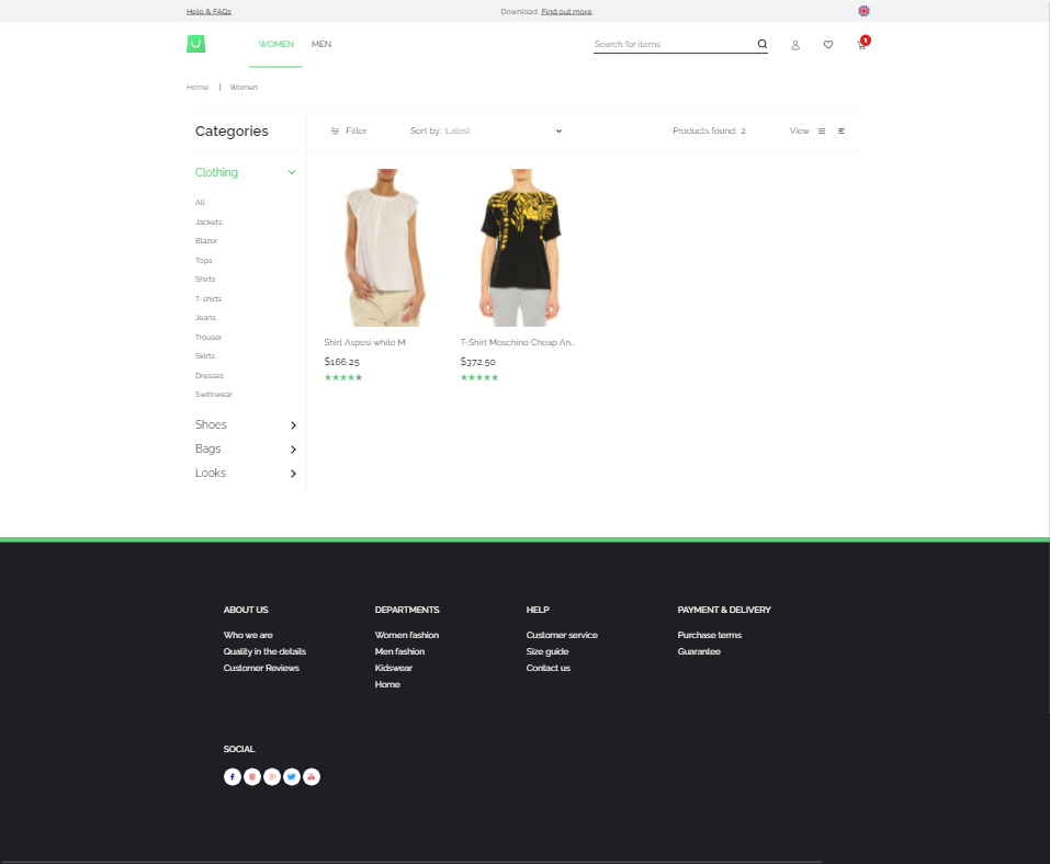 product list page